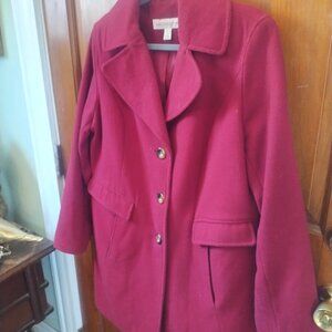 Gorgeous Deep Red Liz Claiborne Wool Coat XL